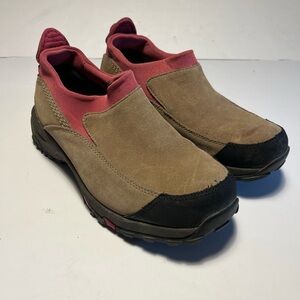 LL Bean Sport Moc Shoes Women 7.5 Tan Suede Thinsulate Slip On Outdoors